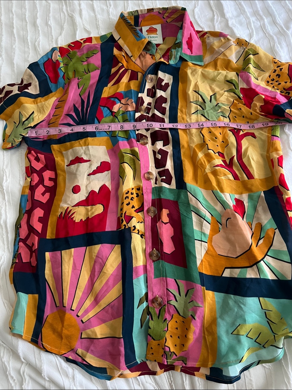 Farm Rio Tropical Patchwork Button-Up Shirt - Picture 2 of 10